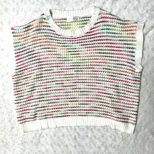 KNIT MIX Colorful Rainbow Striped Knit Sweater Top